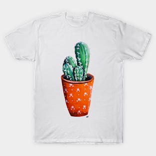 Cute Potted Cactus Print T-Shirt